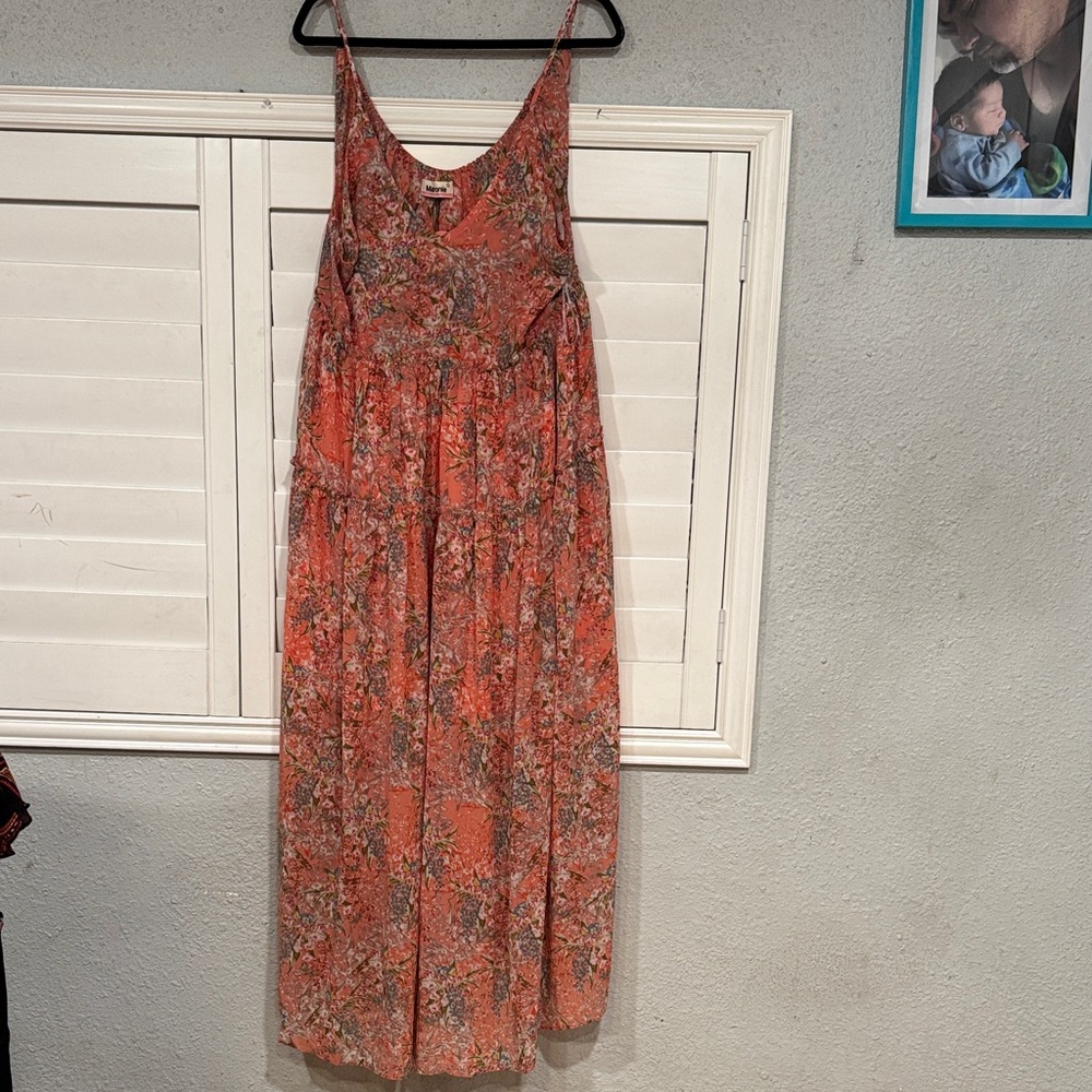 Elegant Floral Maxi Dress - Orange